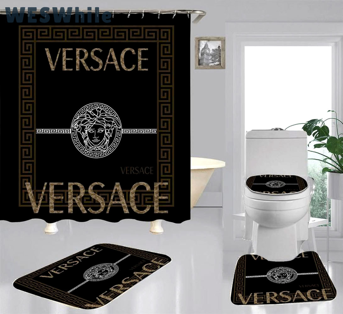 Gianni versace black bath mat home decor luxury fashion brand hypebeast bathroom sets Bathroom Set