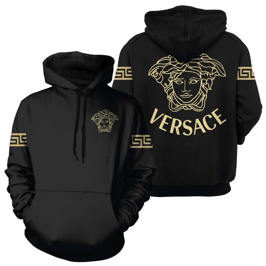 Gianni versace black unisex hoodie foren womenuxury brand clothing clothes outfit 312 Zipper Hoodie 3D