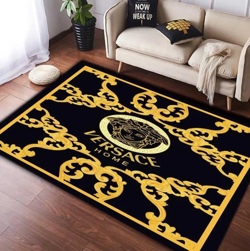 Gianni versace gold logo type 1028. Upgrade Your Living Room with Luxury Home Decor: Area Carpets, Floor Decor, Door Mats, and Hot Gift Items with style a High-End Fashion Brand Rectangle Rug