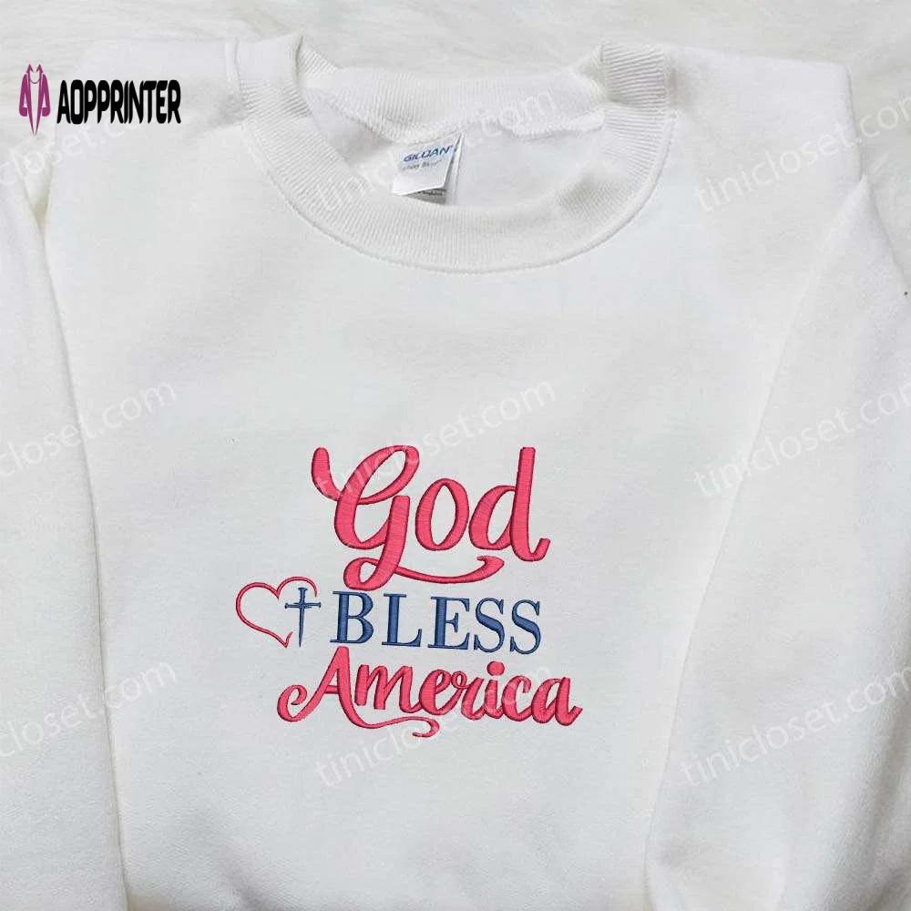 God bless america embroidered shirt: best patriotic shirts & national day gifts Embroidered Shirt