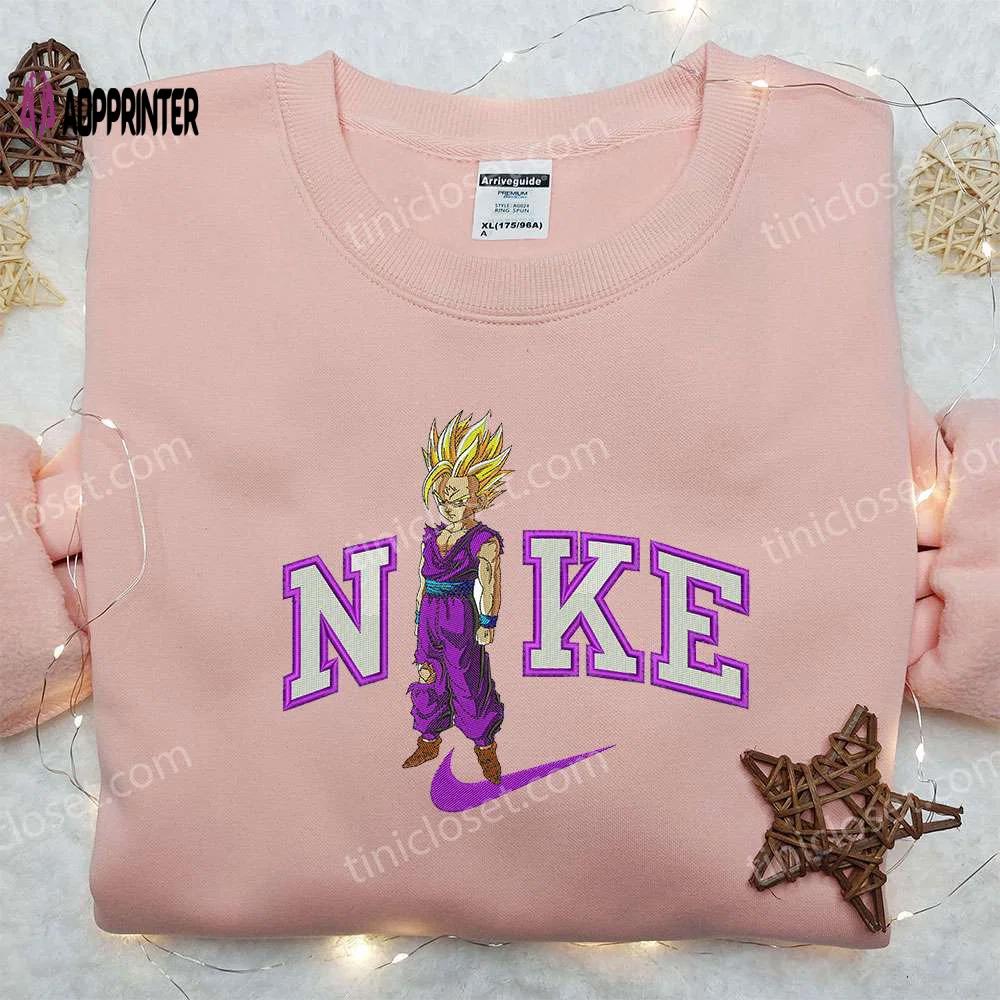 Gohan x nike dragon ball embroidered shirt: customized nike apparel for fans Embroidered Shirt