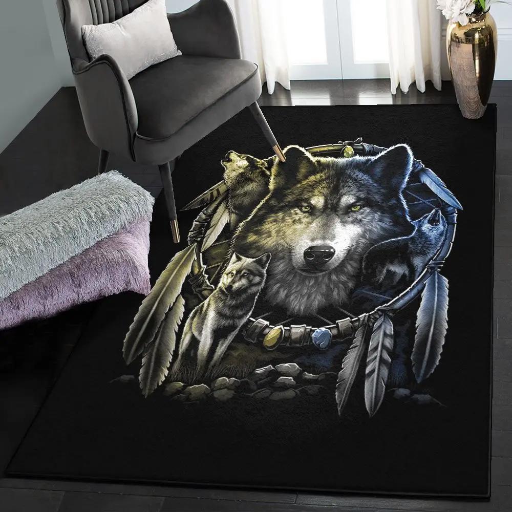 Gray wolf large living room rugs, wolf gs cl rug Rectangle Rug