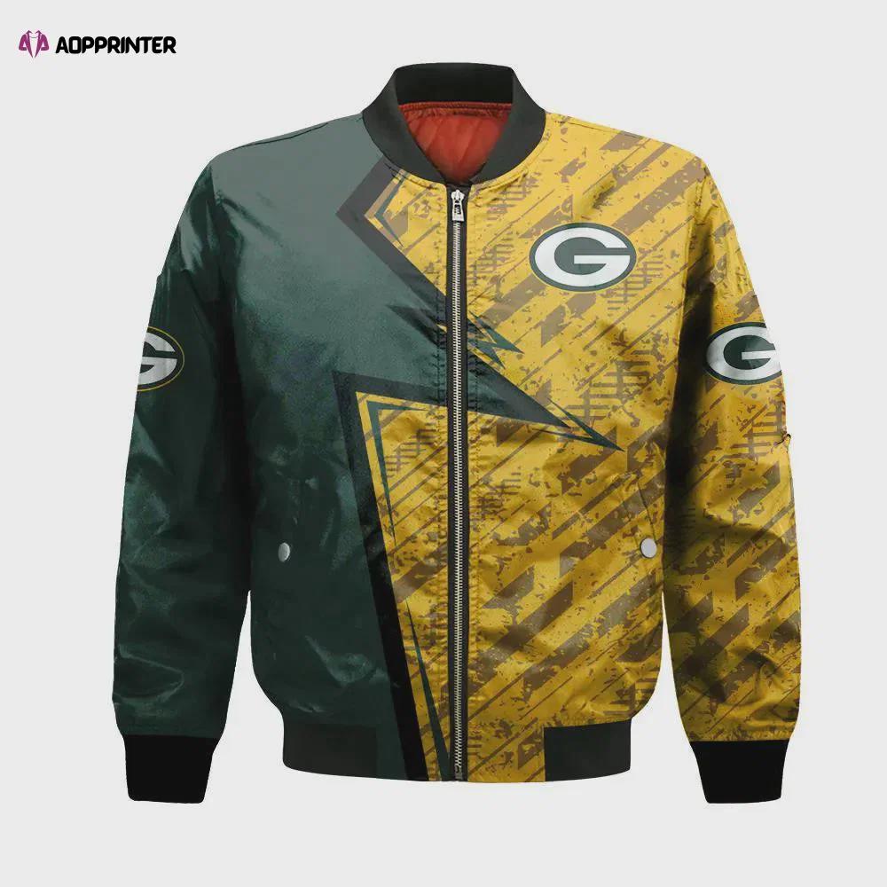 Green bay packers bomber jacket 3d printed abstract pattern sport Bomber Jacket