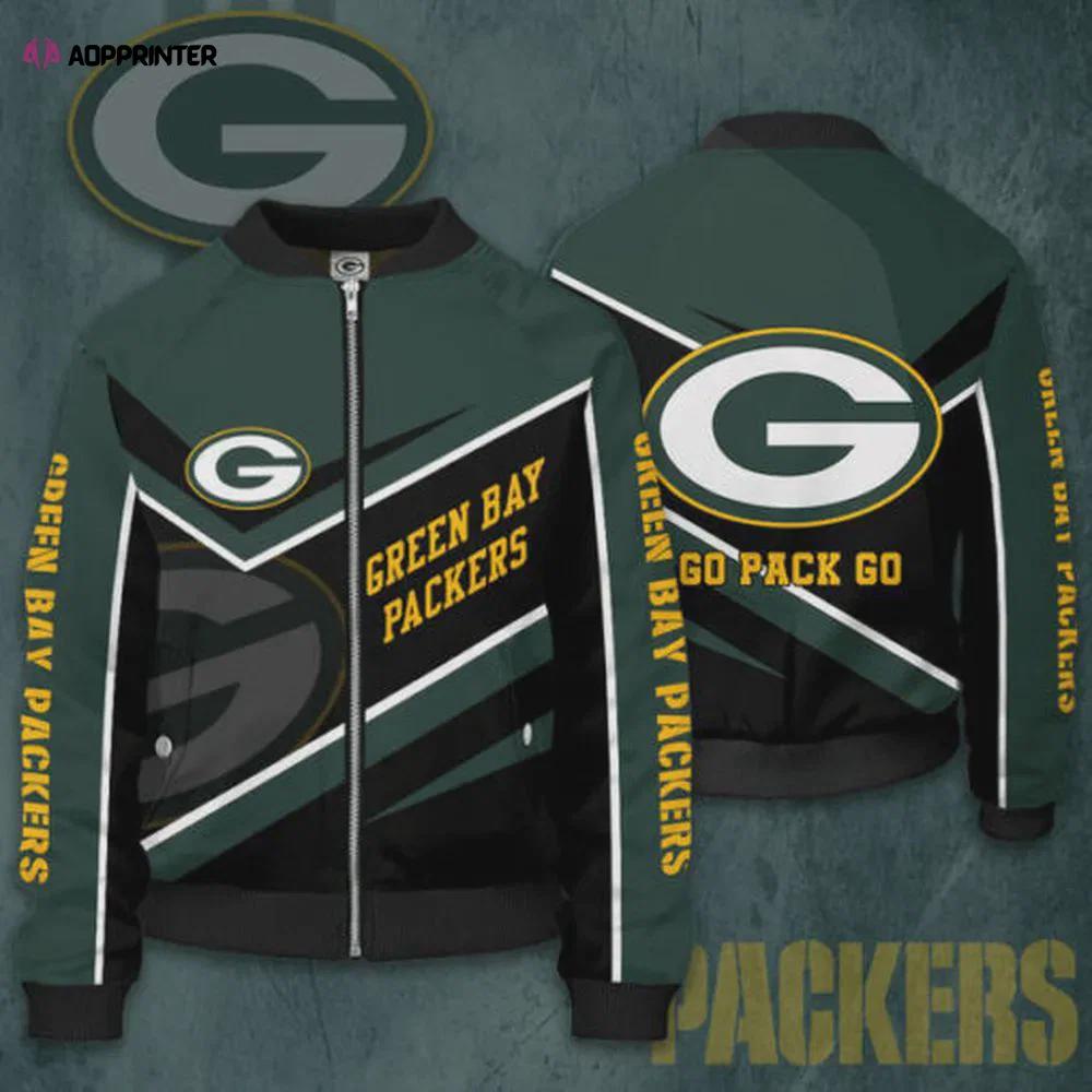 Green bay packers team logo pattern bomber jacket – dark green Bomber Jacket