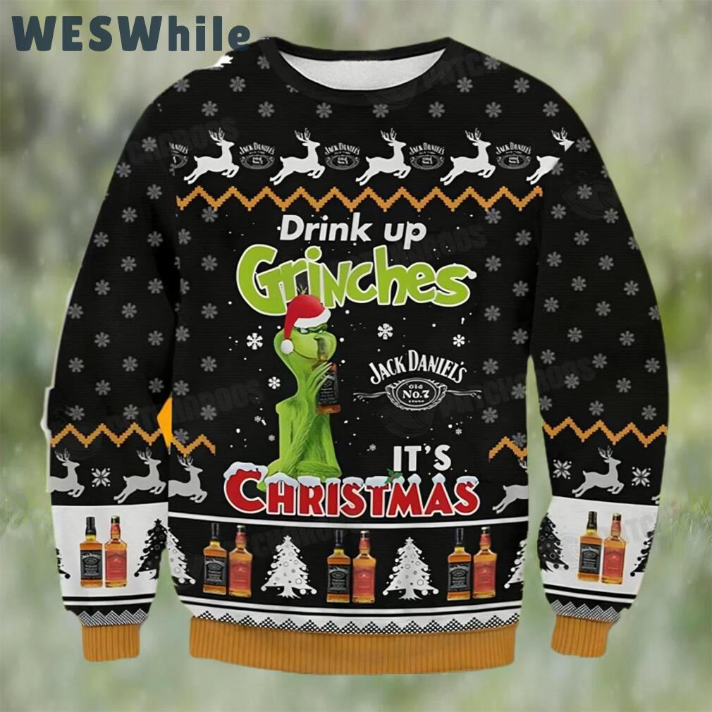 Grinch drink up ugly christmas sweater 3d funny gift Christmas Ugly Sweater