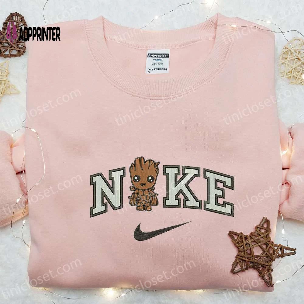 Groot x nike movie embroidered sweatshirt marvel & nike inspired embroidered shirts Embroidered Shirt