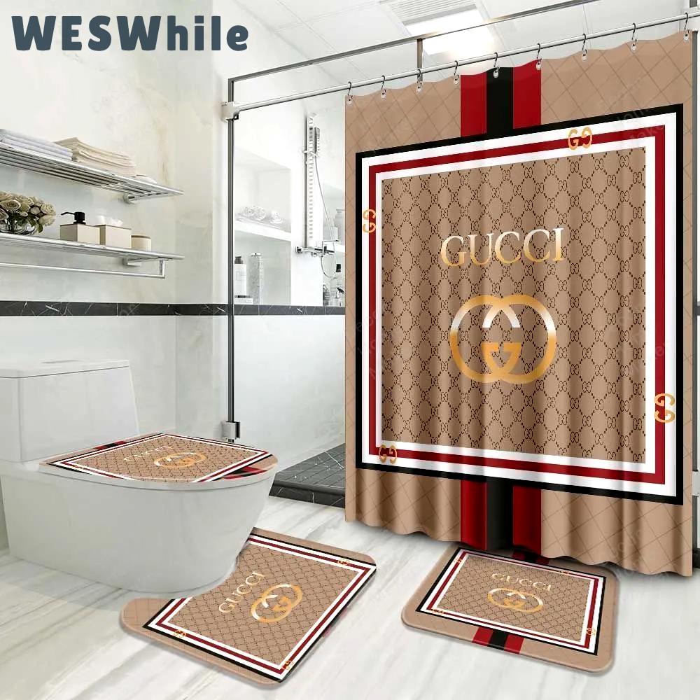 Gucci bathroom set luxury shower curtain waterproof luxury brand with logo gucci 8 178 Bathroom Set