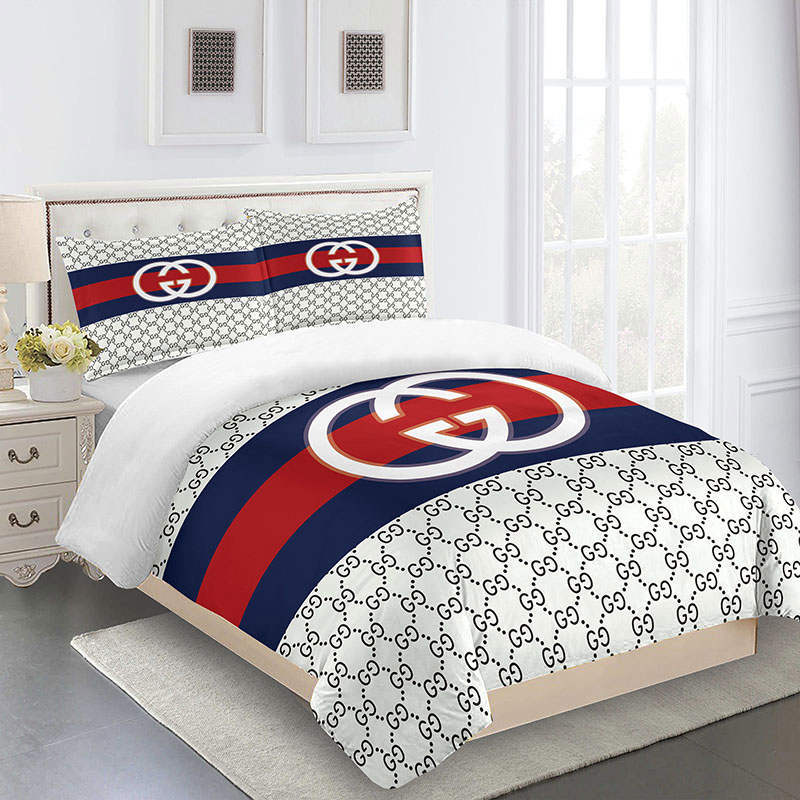 Gucci bedding set black white and red logo luxury bed sheets  home decoration Bedding Sets