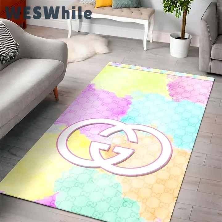 Gucci colorful logo type 1005. Upgrade Your Living Room with Luxury Home Decor: Area Carpets, Floor Decor, Door Mats, and Hot Gift Items with style a High-End Fashion Brand Rectangle Rug