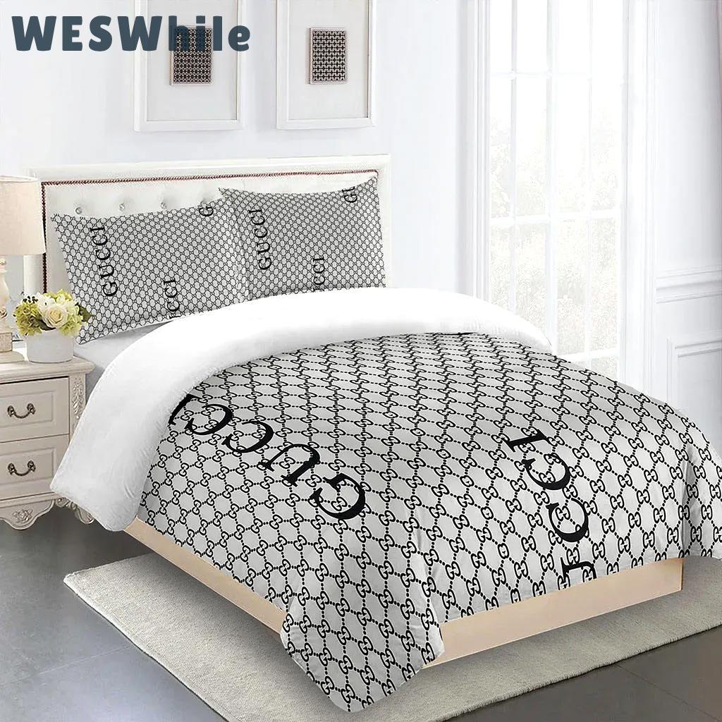 Gucci fashion logo limited luxury brand bedding sets, bedroom decor , thanksgiving decorations for home 23 best luxury bed sets gift thankgivings and christmas Bedding Sets