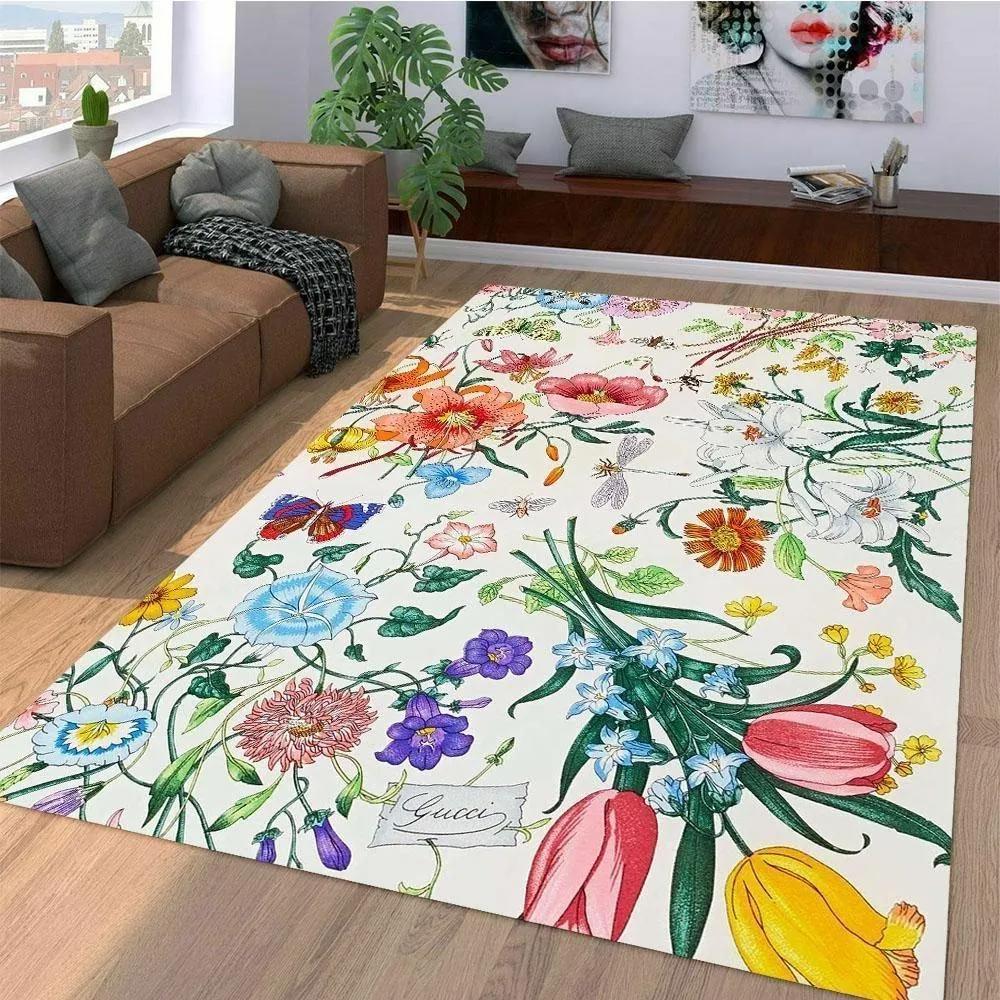 Gucci flower logo type 287. Upgrade Your Living Room with Luxury Home Decor: Area Carpets, Floor Decor, Door Mats, and Hot Gift Items with style a High-End Fashion Brand Rectangle Rug