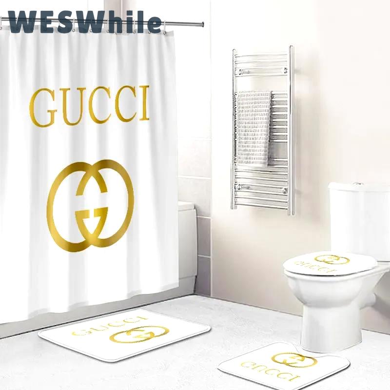 Gucci golden bathroom set home decor luxury fashion brand hypebeast bath mat Bathroom Set