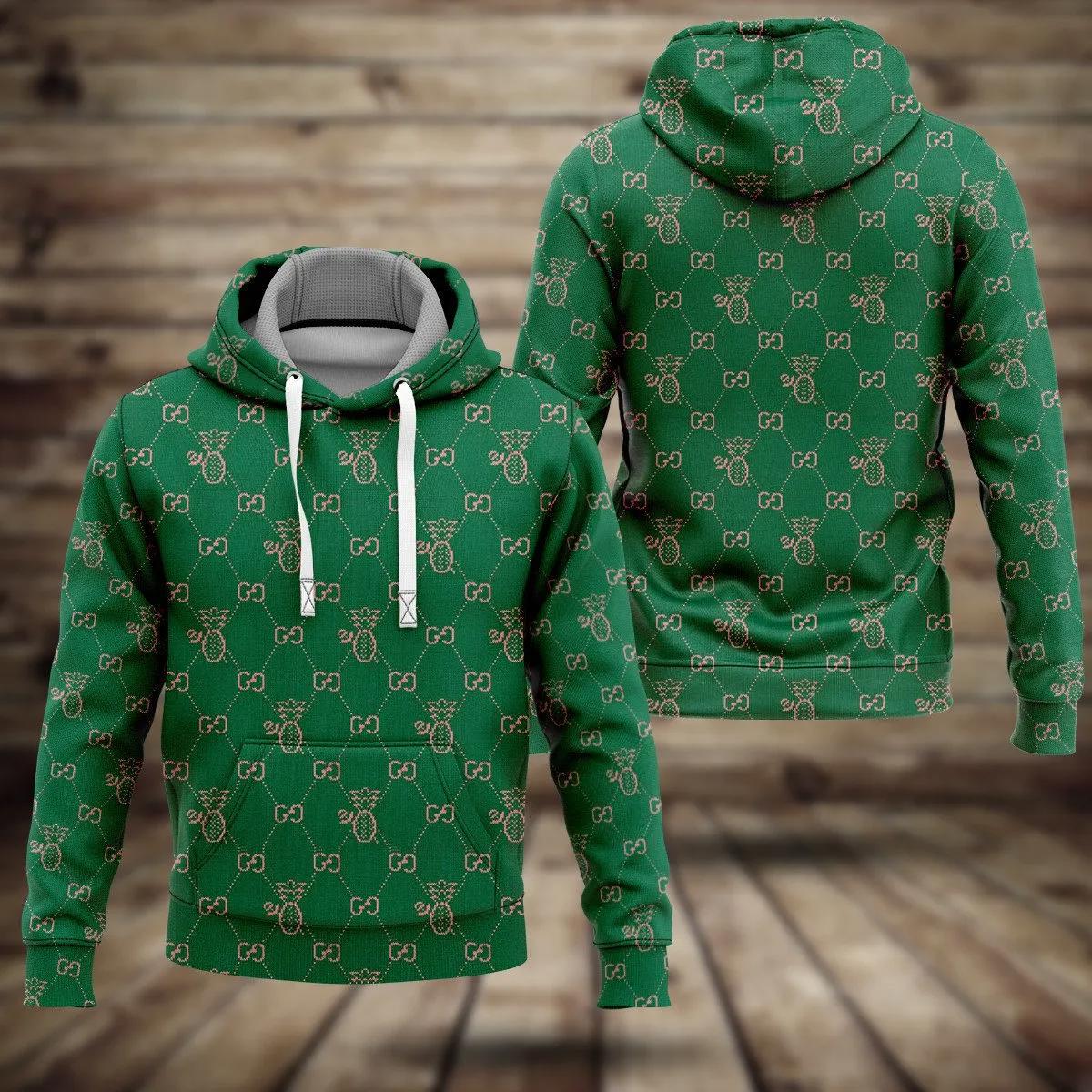 Gucci green hoodie luxury brand clothing clothes outfit for men Hoodie 3D