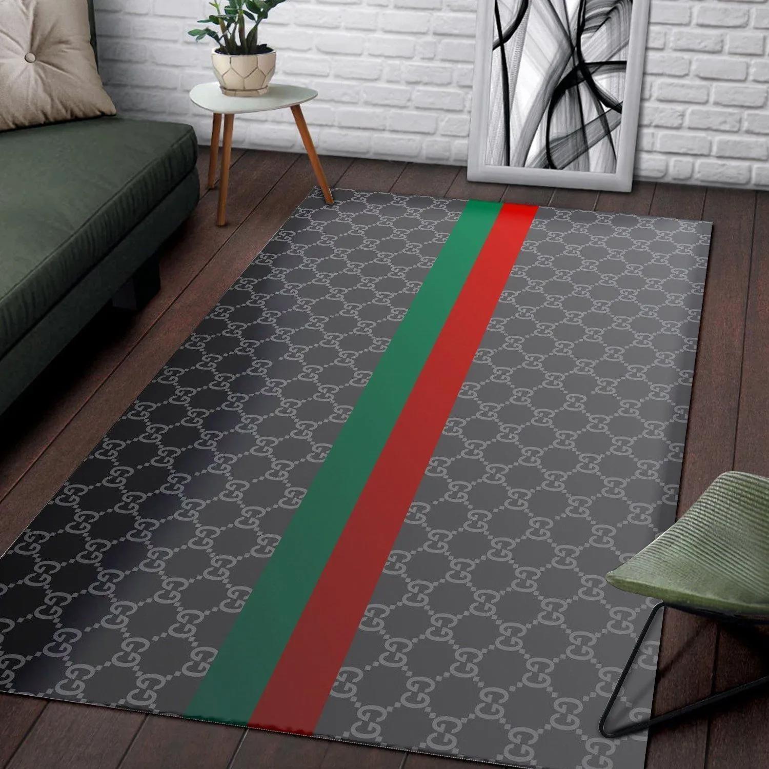 Gucci logo type 304. Upgrade Your Living Room with Luxury Home Decor: Area Carpets, Floor Decor, Door Mats, and Hot Gift Items with style a High-End Fashion Brand Rectangle Rug