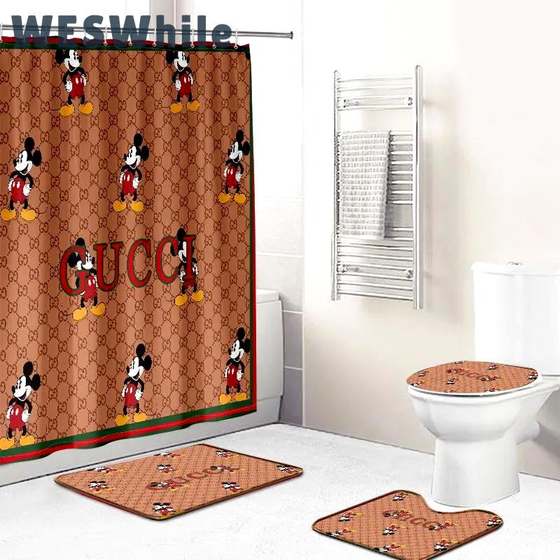 Gucci mickey mouse disney bathroom set home decor hypebeast luxury fashion brand bath mat Bathroom Set