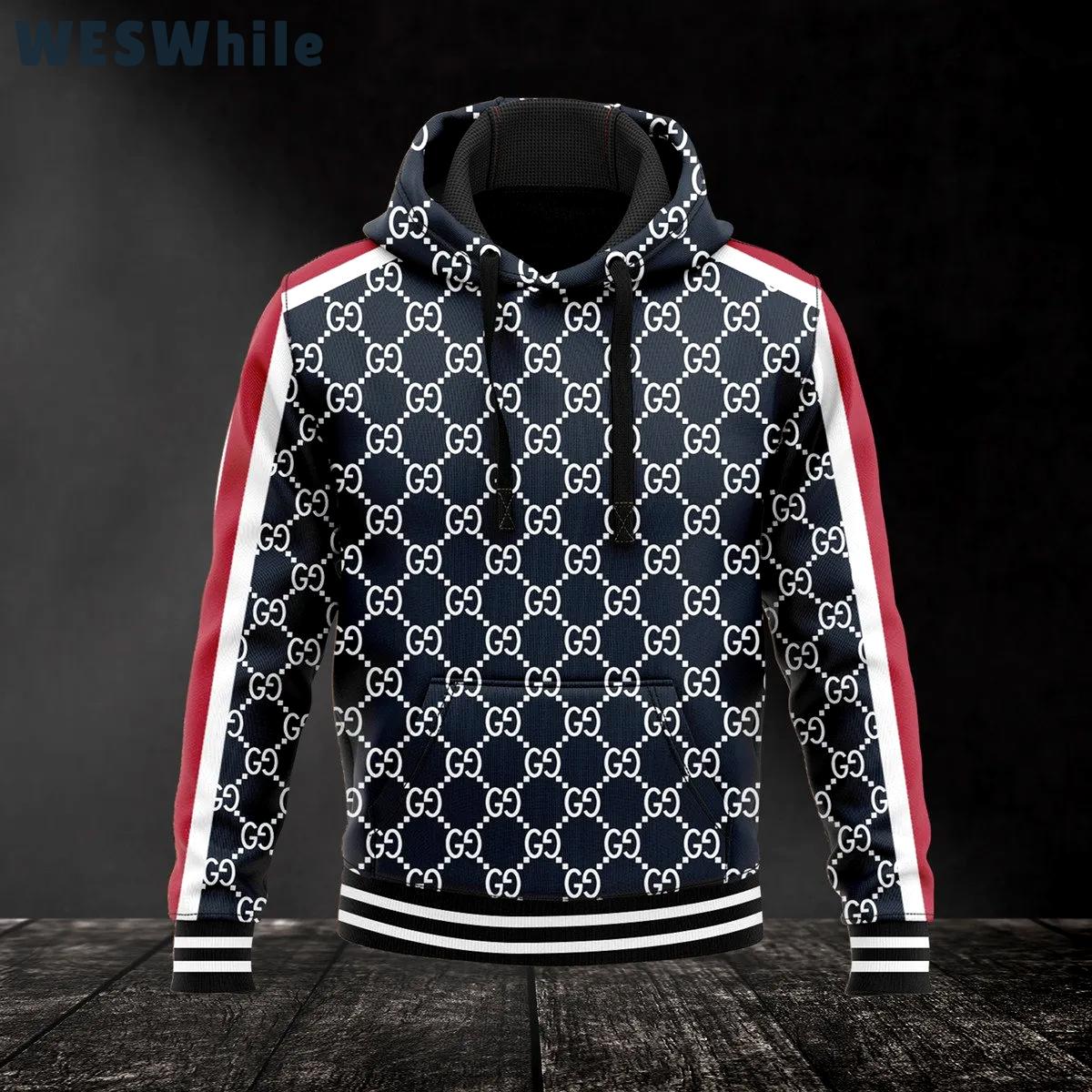 Gucci navy hoodie luxury brand clothing clothes outfit for men Hoodie 3D