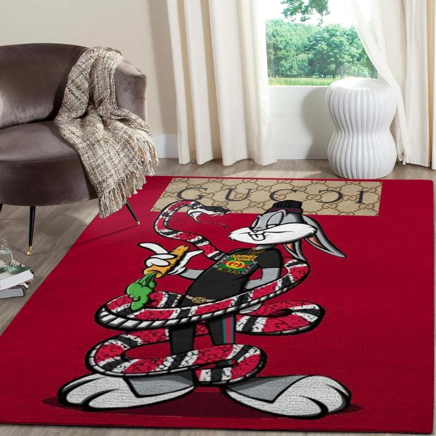 Gucci rabbit snake logo type 331. Upgrade Your Living Room with Luxury Home Decor: Area Carpets, Floor Decor, Door Mats, and Hot Gift Items with style a High-End Fashion Brand Rectangle Rug