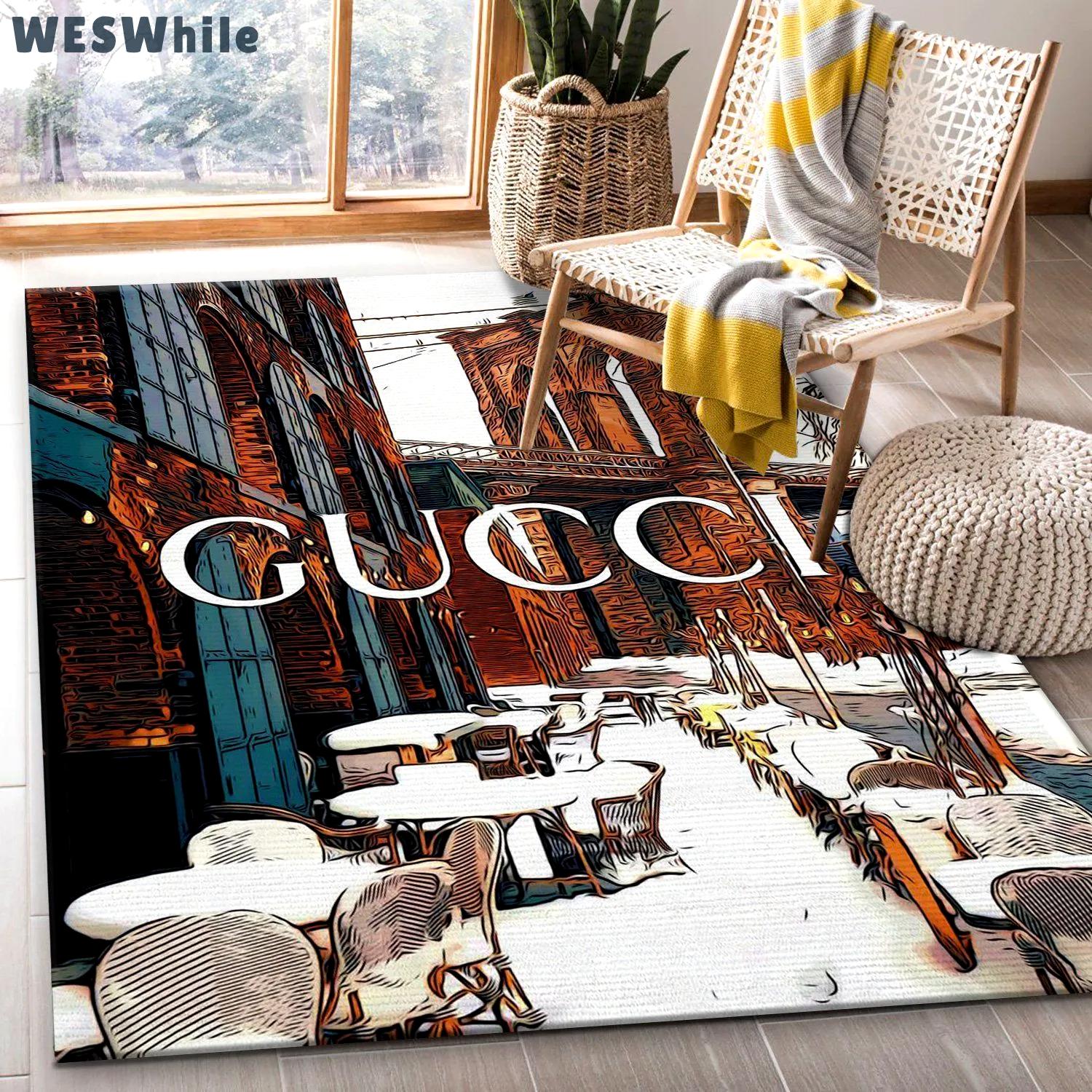Gucci royal logo type 342. Upgrade Your Living Room with Luxury Home Decor: Area Carpets, Floor Decor, Door Mats, and Hot Gift Items with style a High-End Fashion Brand Rectangle Rug
