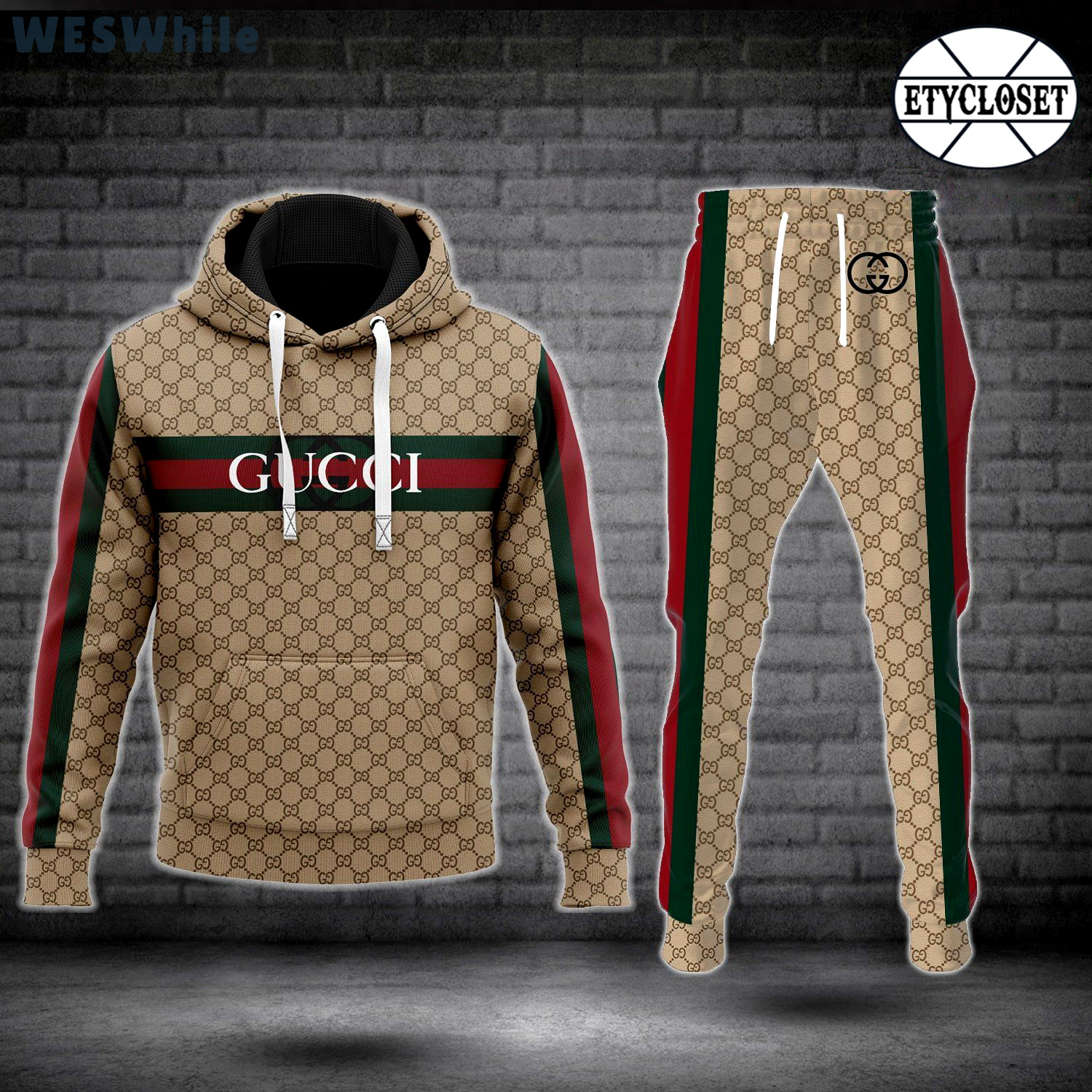 Gucci stripe hoodie sweatpants pants hot 2023 luxury brand clothing clothes outfit for men 29 Hoodie Long Pants 3D Set