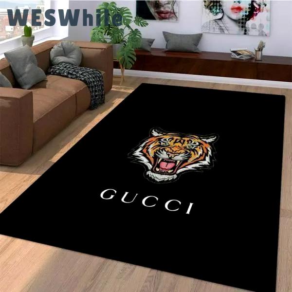 Gucci tiger logo type 49. Upgrade Your Living Room with Luxury Home Decor: Area Carpets, Floor Decor, Door Mats, and Hot Gift Items with style a High-End Fashion Brand Rectangle Rug
