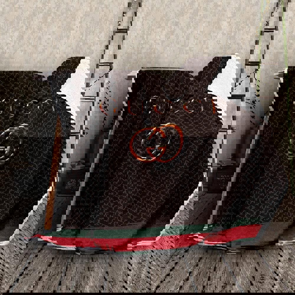 Gucci yellow copper fashion logo luxury brand blanket fleece home decor 93 Blanket Fleece