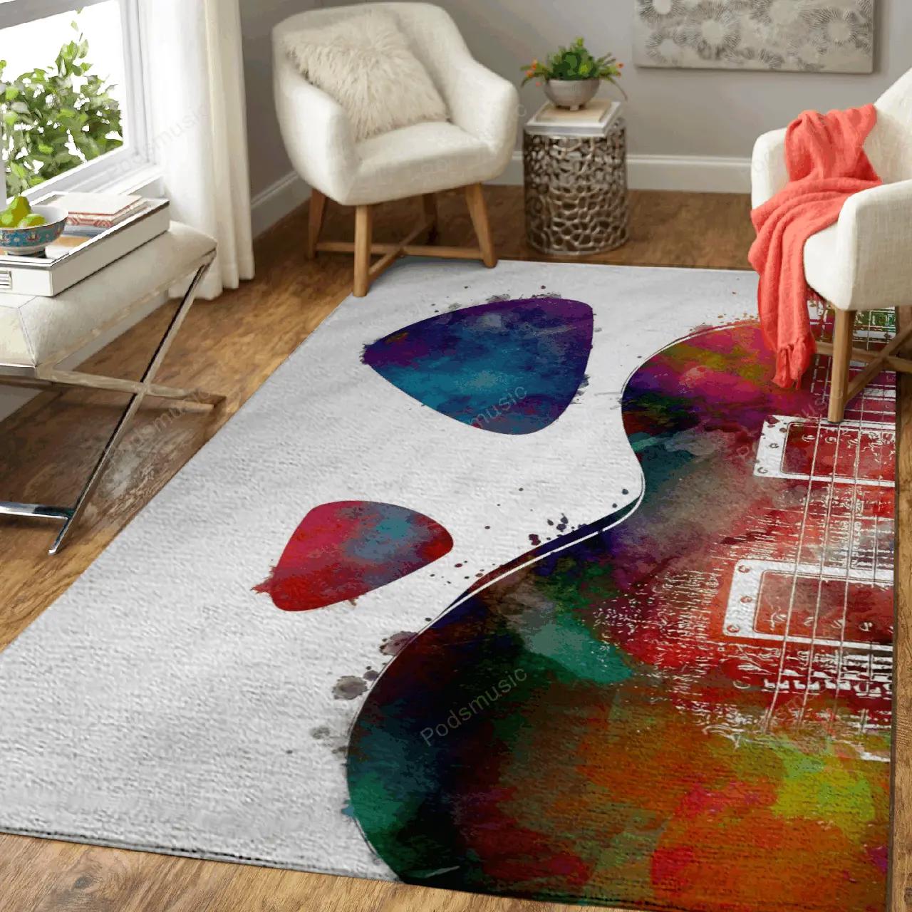 Guitar 6 music art for fans area rug living room carpet rug regtangle carpet floor decor home decor Rectangle Rug