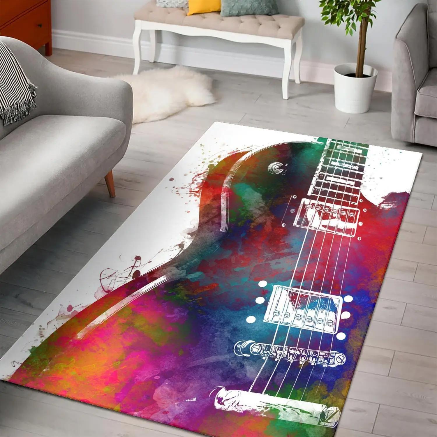 Guitar area rug living room rug home decors gift for fans floor decor Rectangle Rug