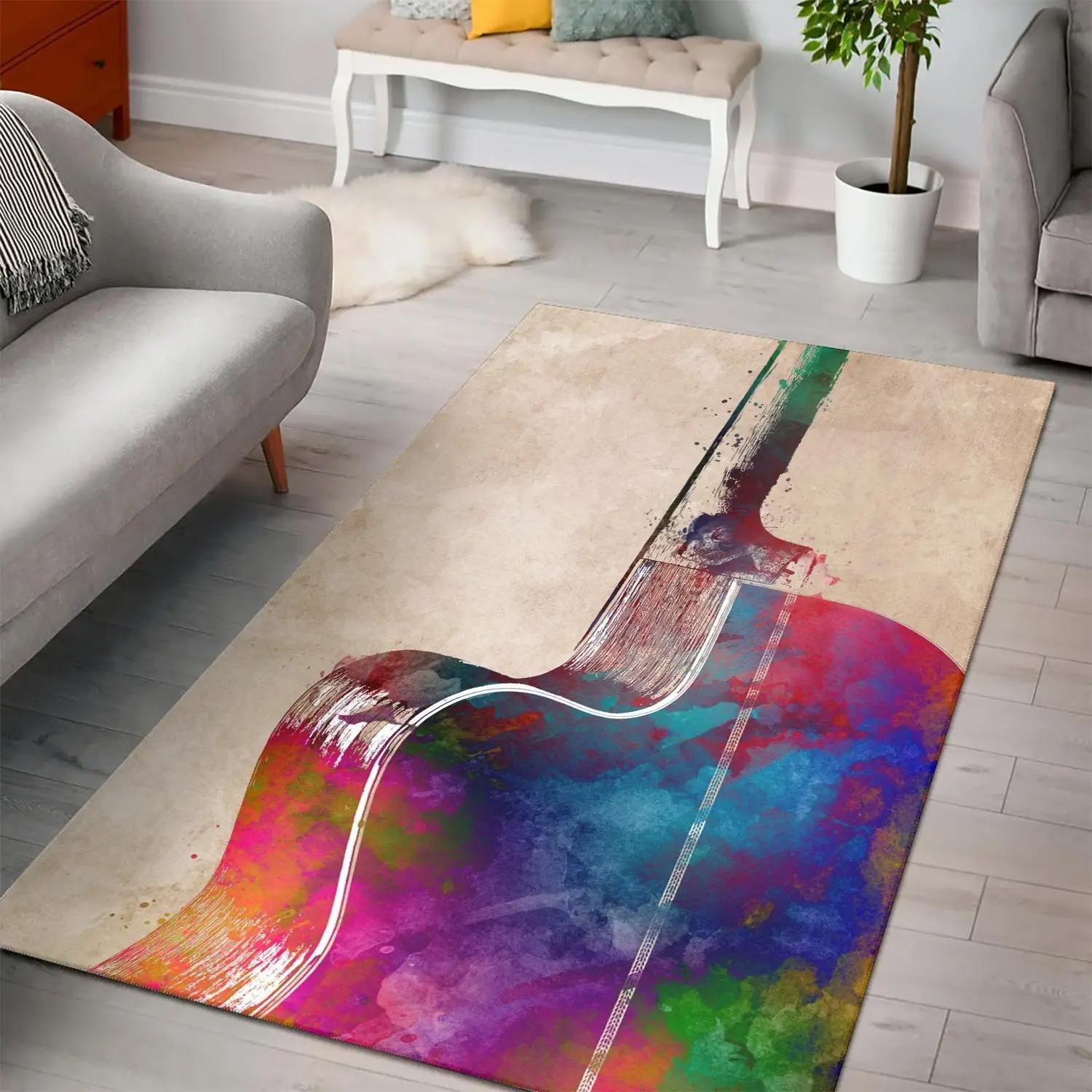 Guitar art area rug living room rug home decors bedroom family decor Rectangle Rug