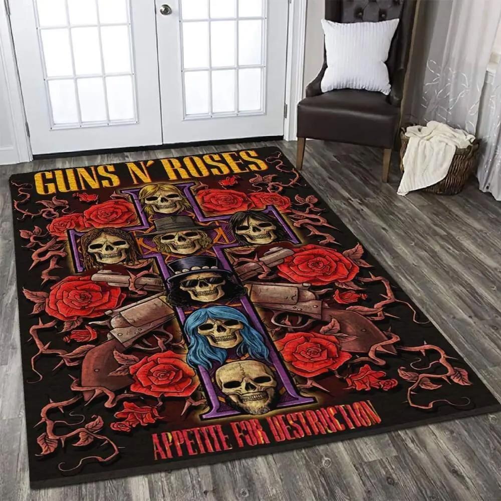 Guns n’ roses area rug music rug regtangle carpet floor decor home decor v11337 Rectangle Rug