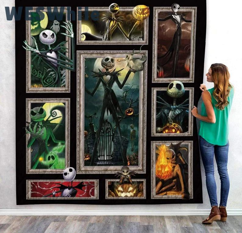 Halloween decorations 3d jack skellington halloween pumpkin custom quilt Quilt Blanket