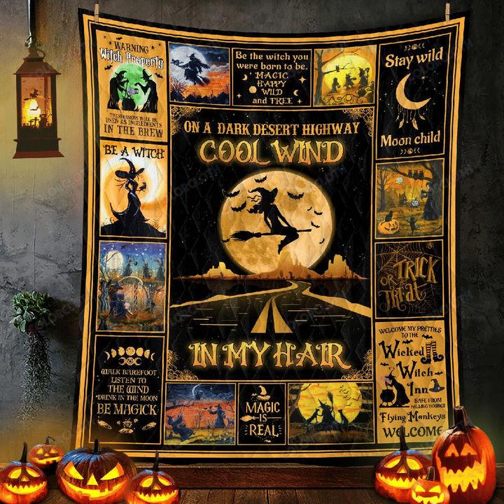 Halloween decorations a dark desert highway cool wind in my hair halloween quilt/fleece blanket ty318001 Quilt Blanket