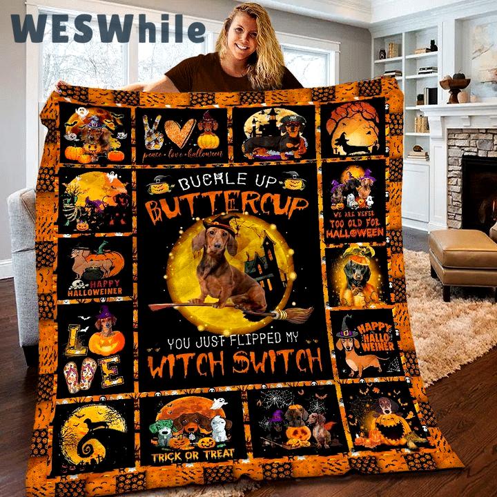 Halloween decorations dachshund halloween quilt blanket Quilt Blanket