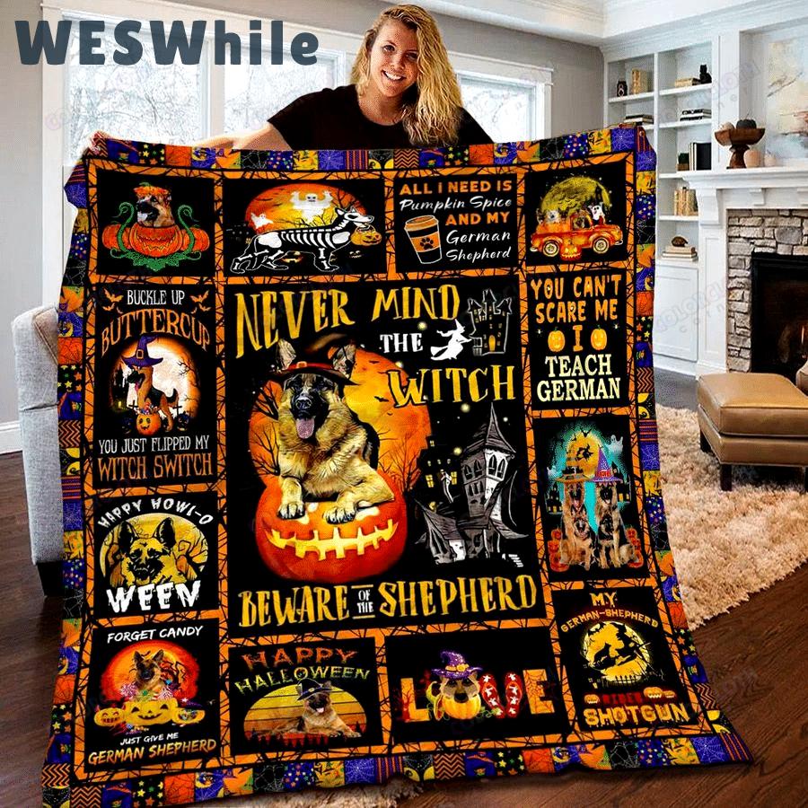 Halloween decorations german shepherd halloween quilt blanket tv056042 Quilt Blanket