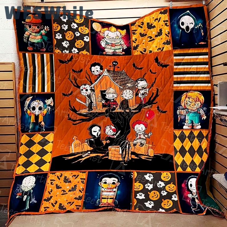 Halloween decorations horror halloween characters cartoon fan gift idea quilt blanket Quilt Blanket