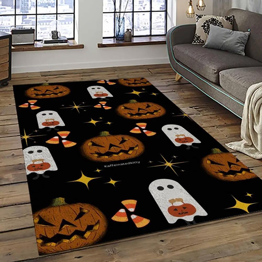 Halloween style pumpkin autumn retangle carpet area rug home decor halloween gift hal10 Rectangle Rug