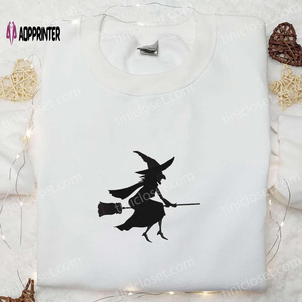 Halloween witch silhouette embroidered shirt – spirit halloween t-shirt perfect gift for halloween lovers Embroidered Shirt
