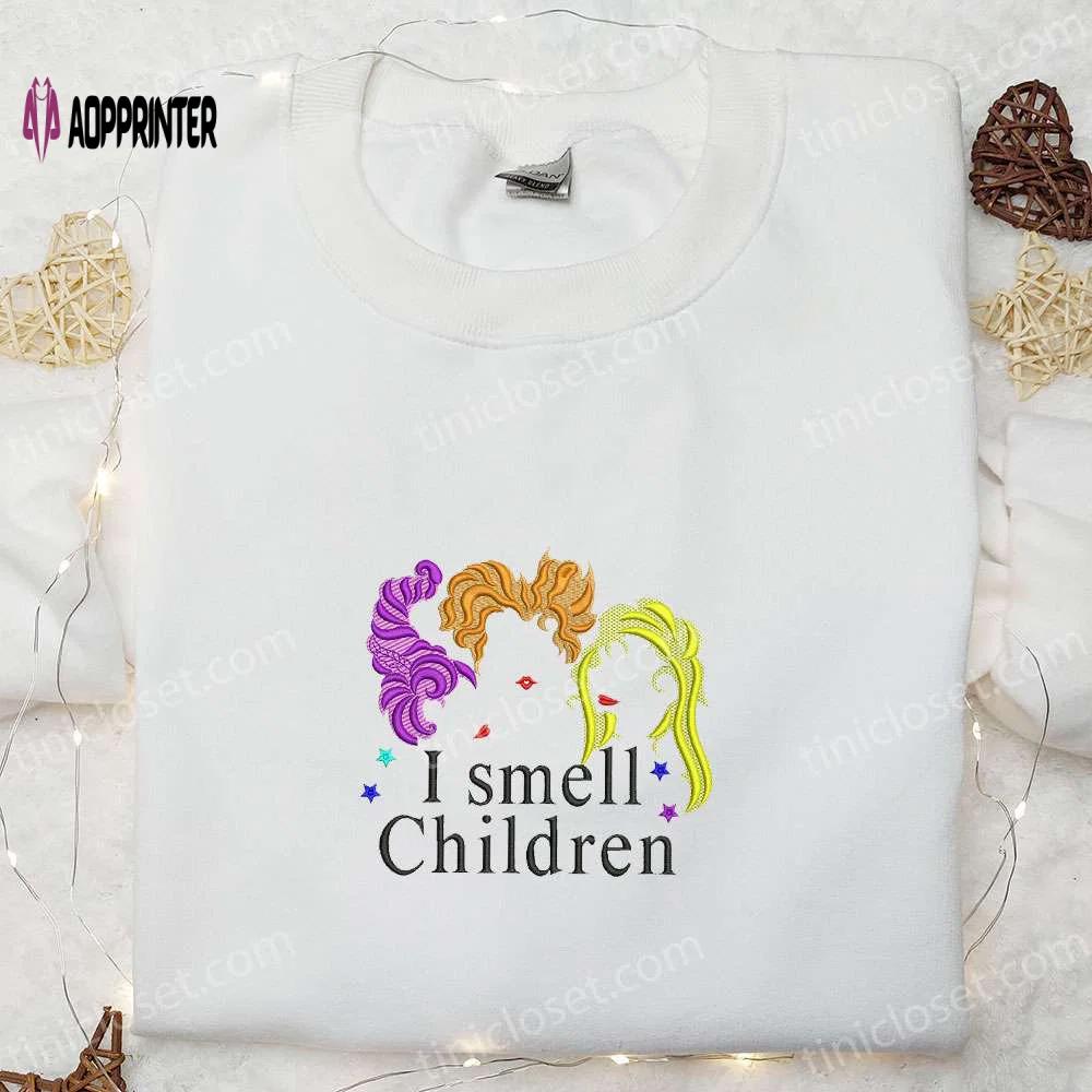 Halloween witches i smell children embroidered shirt cool shirt ideas Embroidered Shirt