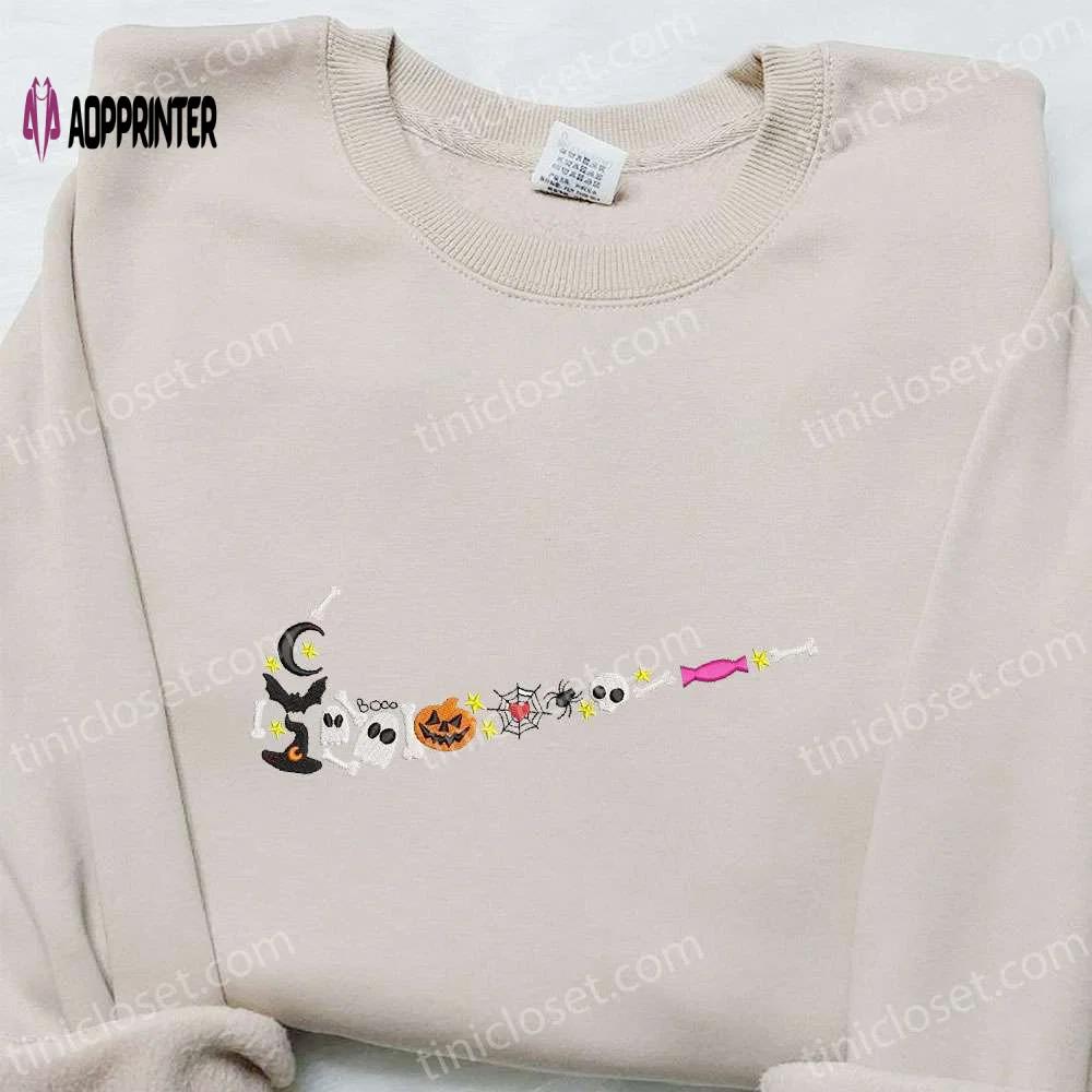 Halloween x nike swoosh embroidered tshirt: best nike inspired halloween gift Embroidered Shirt