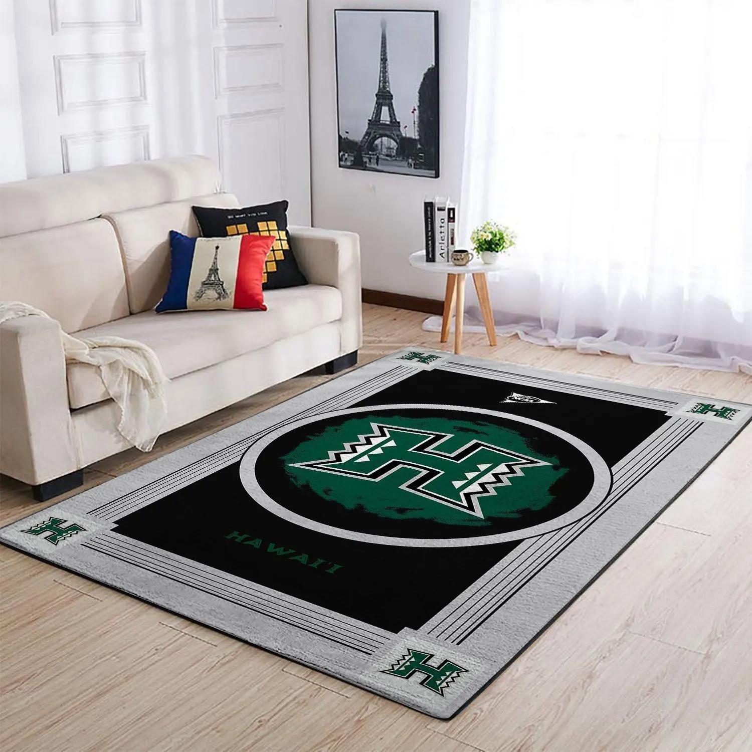Hawaii rainbow warriors ncaa team logo carpet rug living room 20030362 3 Rectangle Rug