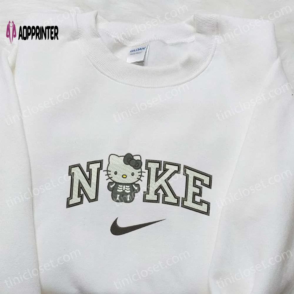 Hello kitty skeleton x nike cartoon embroidered sweatshirt – best halloween gift ideas Embroidered Shirt