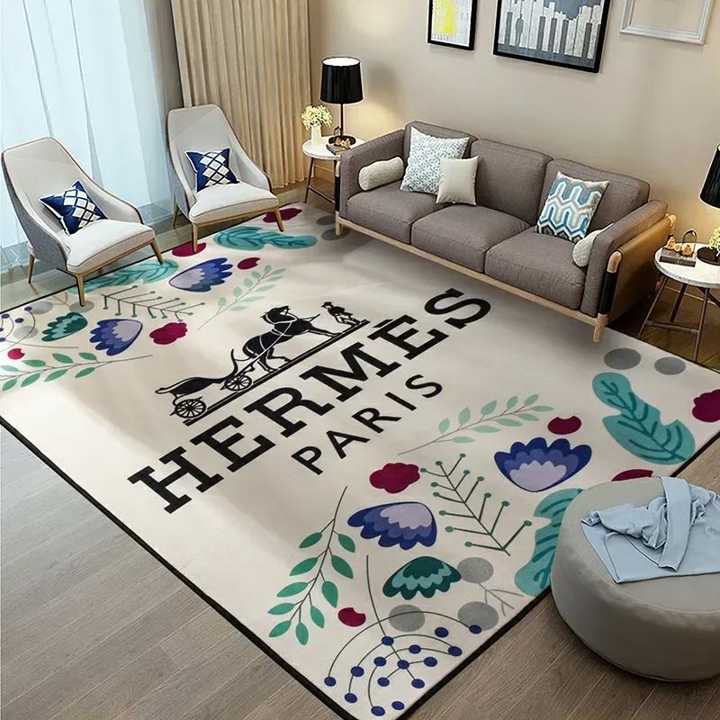 Hermes limited logo type 1106. Upgrade Your Living Room with Luxury Home Decor: Area Carpets, Floor Decor, Door Mats, and Hot Gift Items with style a High-End Fashion Brand Rectangle Rug