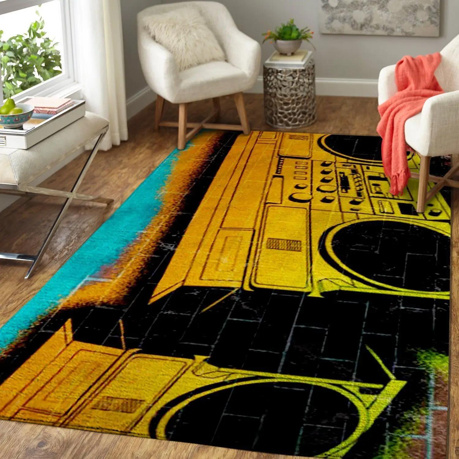 Hip hop area rug music rug regtangle carpet floor decor home decor Rectangle Rug