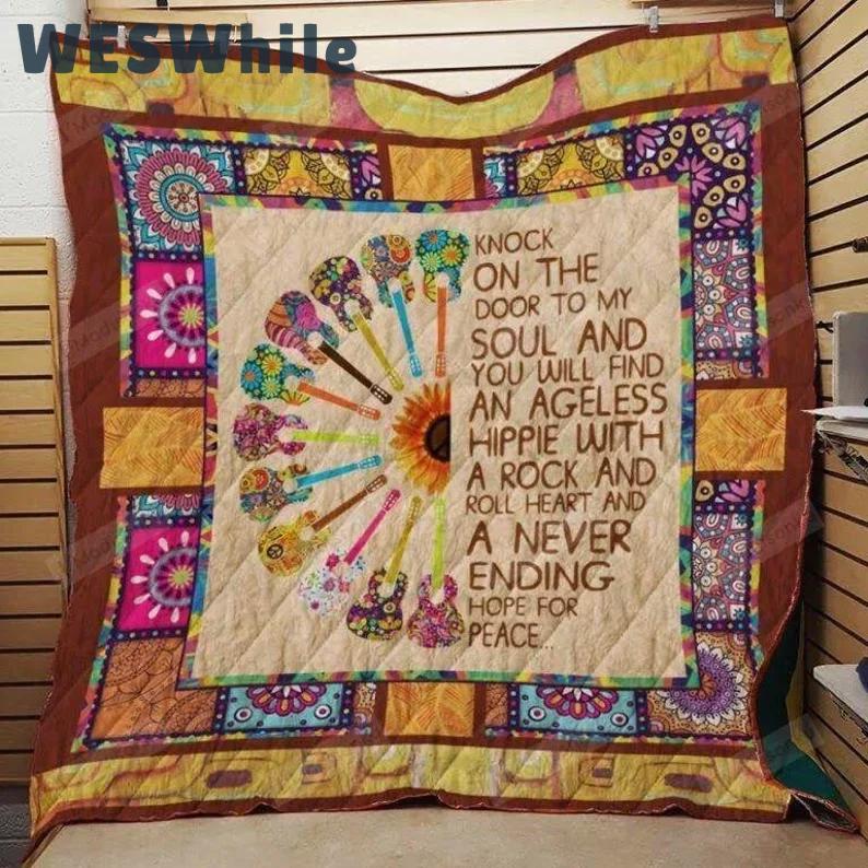Hippie never ending knock on the door to my soul quilt blanket great customized blanket gifts for birthday christmas thanksgiving Quilt Blanket