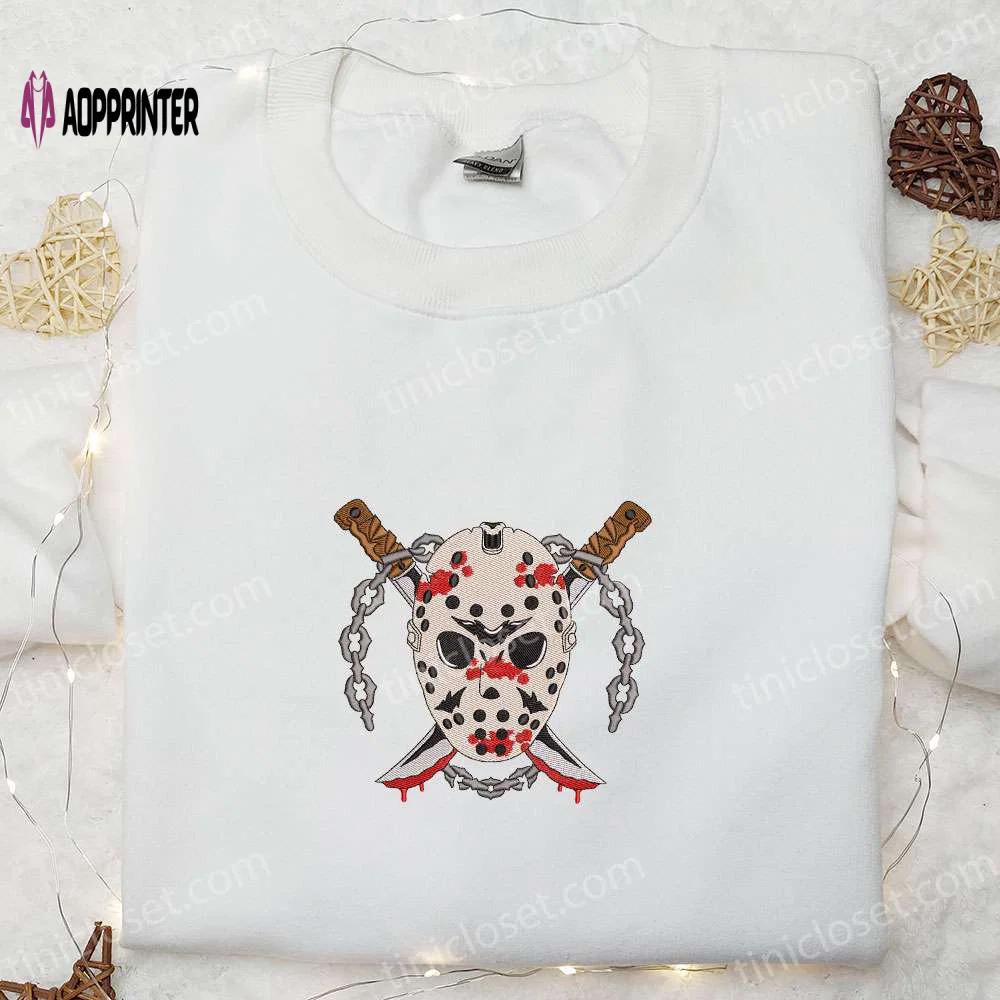 Horror bloody knife killer hoodie: scary halloween sweatshirt perfect gift for halloween lovers Embroidered Shirt