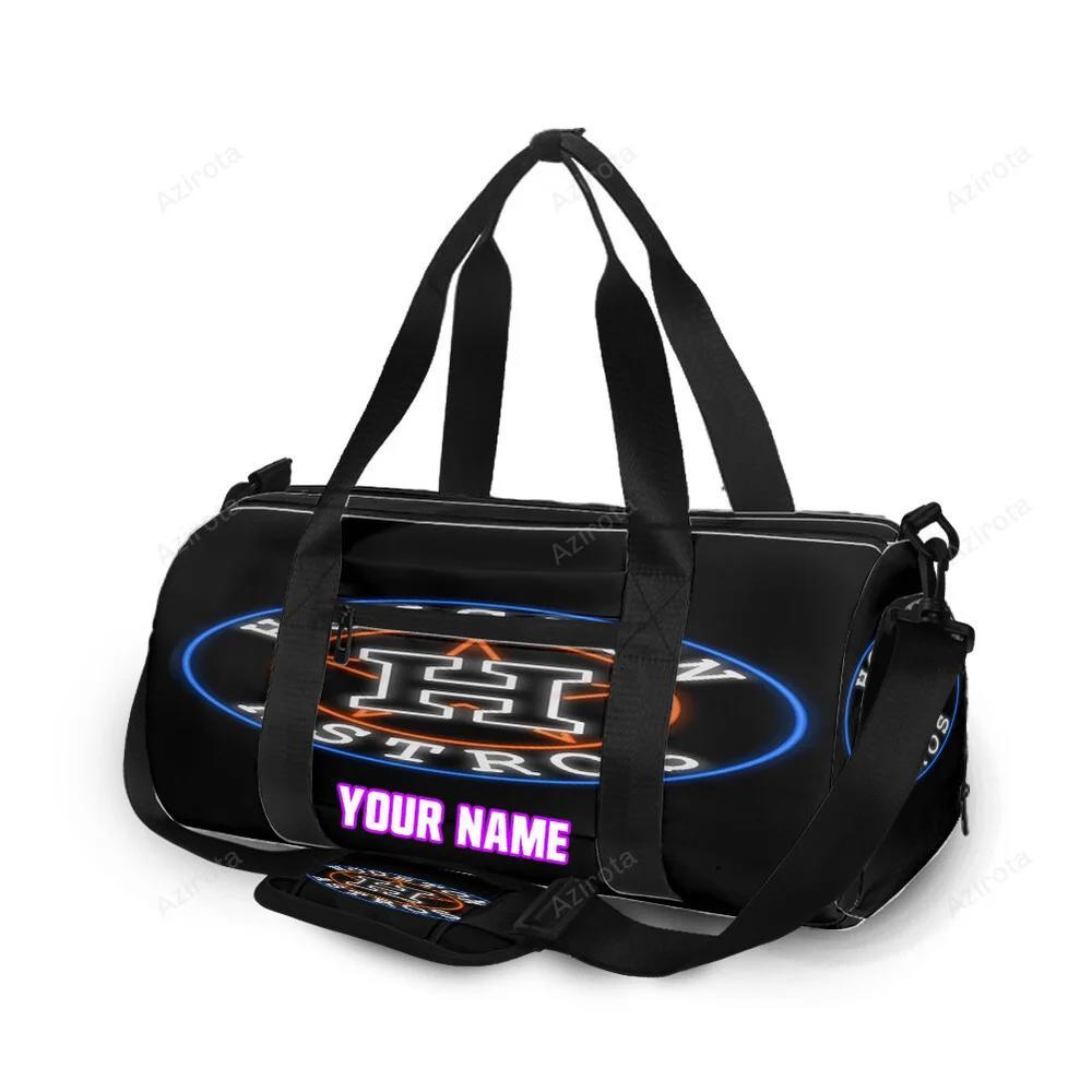 Houston astros emblem neon light personalized name travel bag gym bag 629 Travel Bag