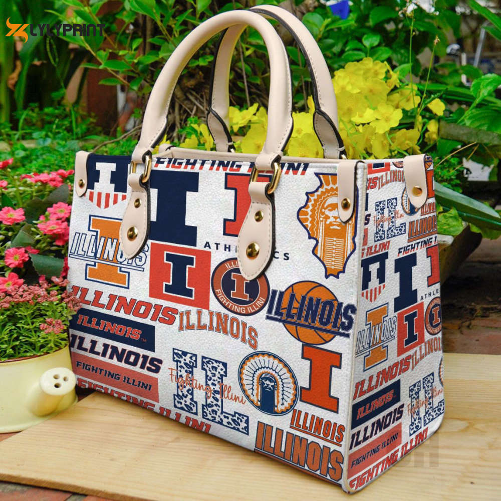 Illinois fighting illini 1a leather handbag gift for women 4615 Women Leather Hand Bag