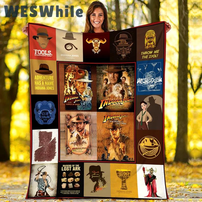 Indiana jones fleece blanket, indiana jones blanket, indiana jones fan gifts, birthday gifts, christmas gifts Quilt Blanket