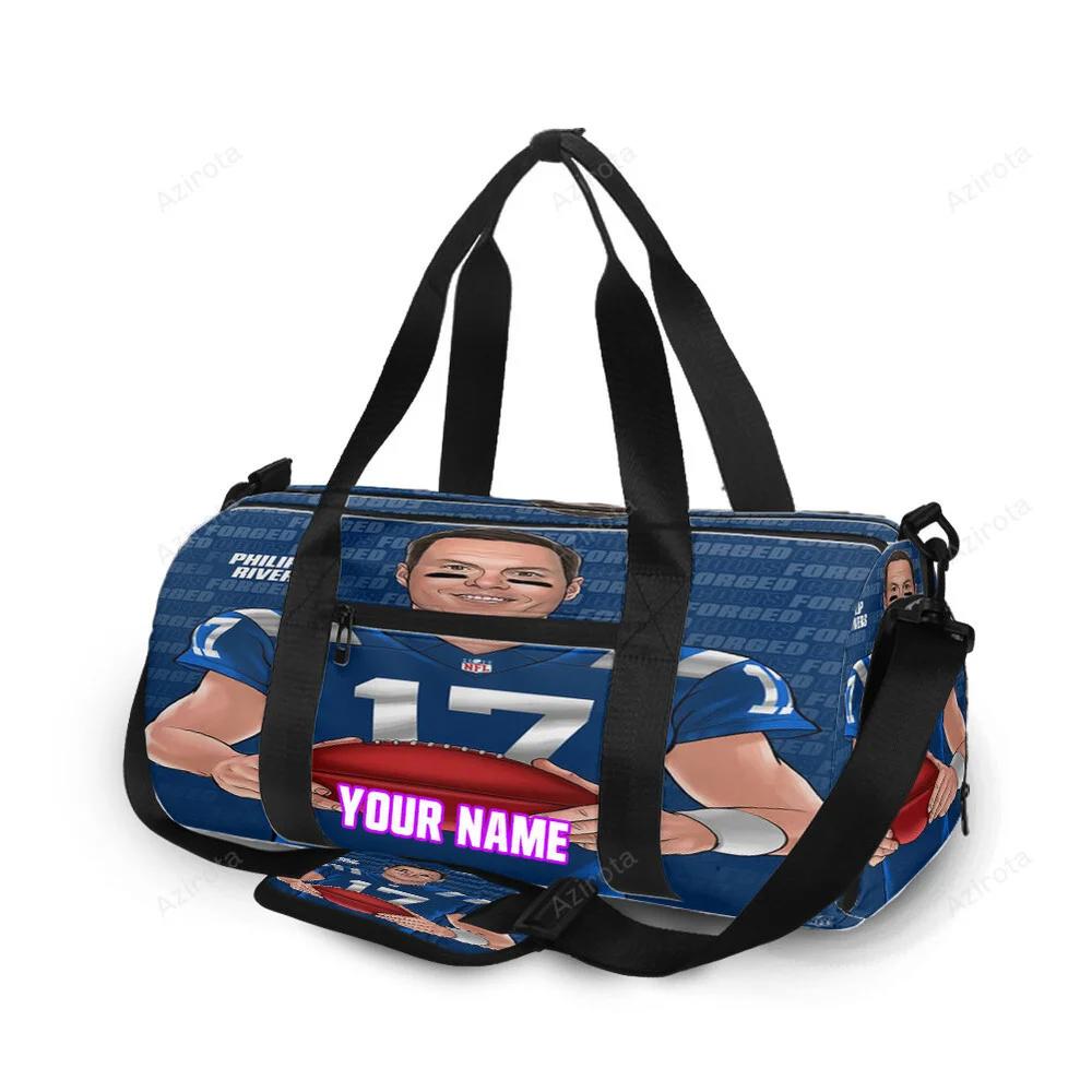 Indianapolis colts philip rivers2 personalized name travel bag gym bag 703 Travel Bag