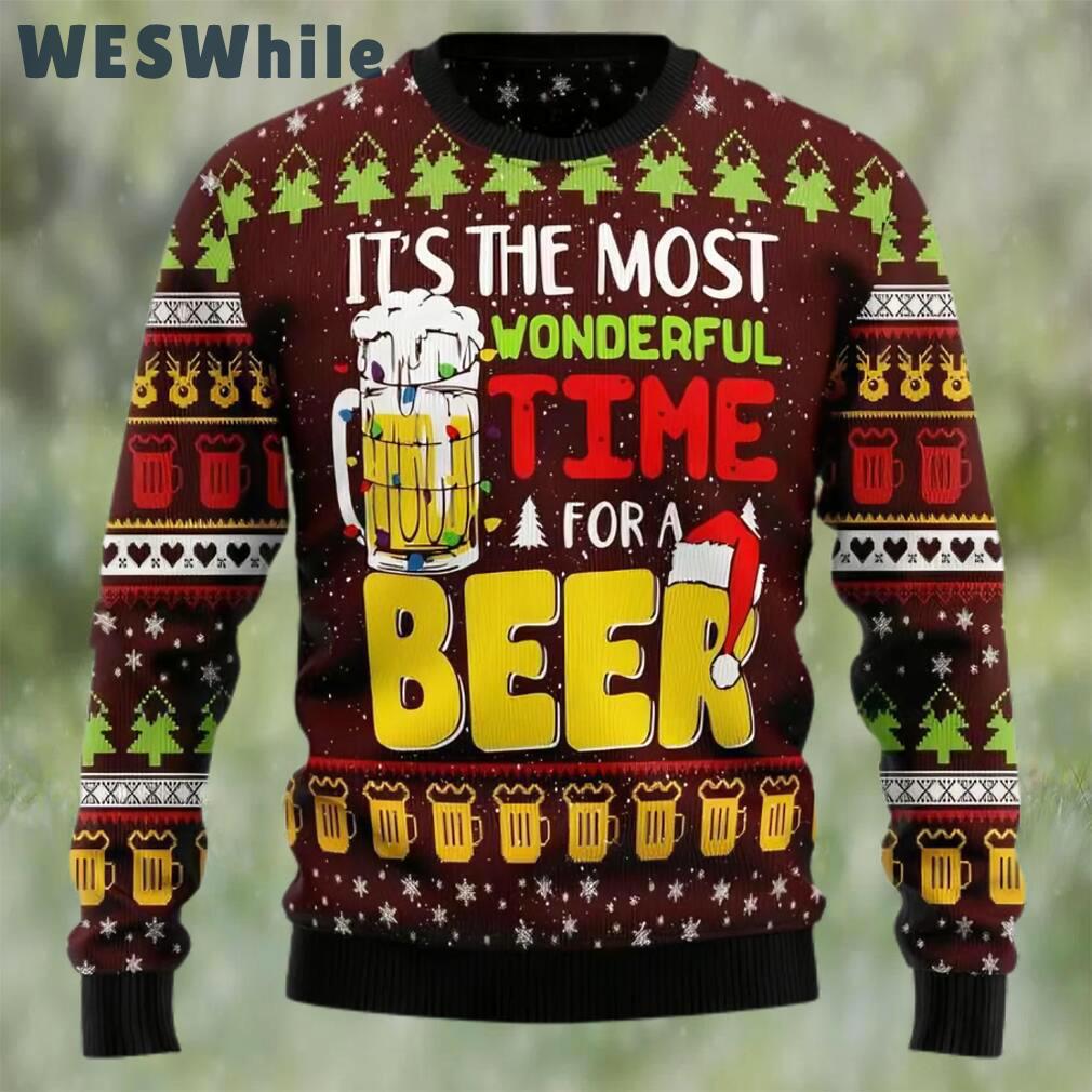 It?s the most wonderful time for a beer ugly christmas sweater, faux wool sweater, international beer day, gifts for beer lovers, best christmas gifts for 2022 Christmas Ugly Sweater