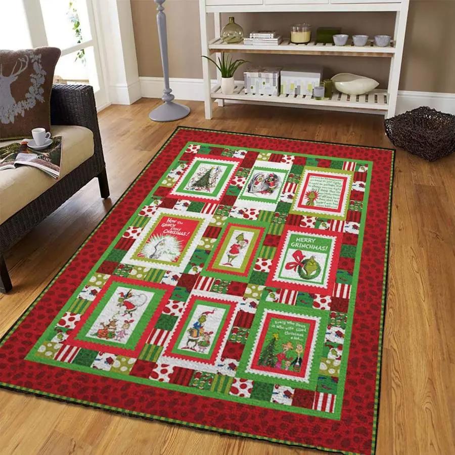 Jack skellington and grinch area rug living room rug home decor christmas movie ofd 07112 Rectangle Rug